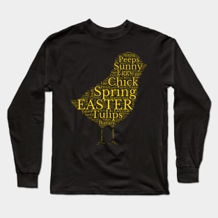 Cute Yellow Chick Easter Words Long Sleeve T-Shirt